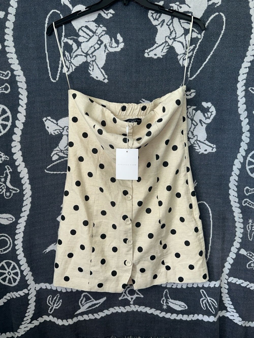 Endless Rose Cream Cowl Neck Polka Dot Cami with Black Dots